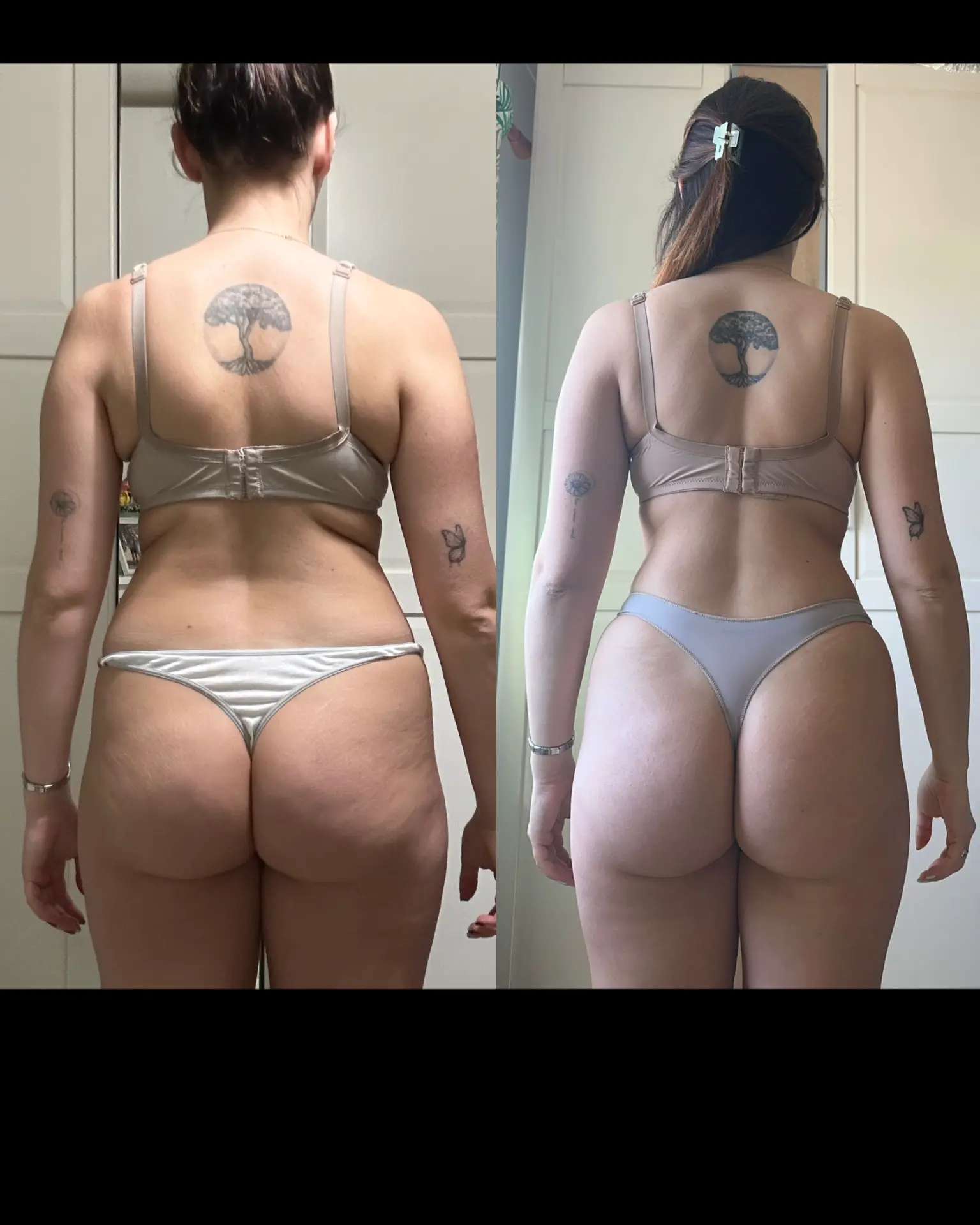 Resultado antes e depois de uma aluna